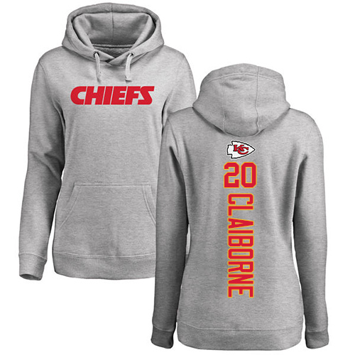 Women Football Kansas City Chiefs #20 Claiborne Morris Ash Backer Pullover Hoodie